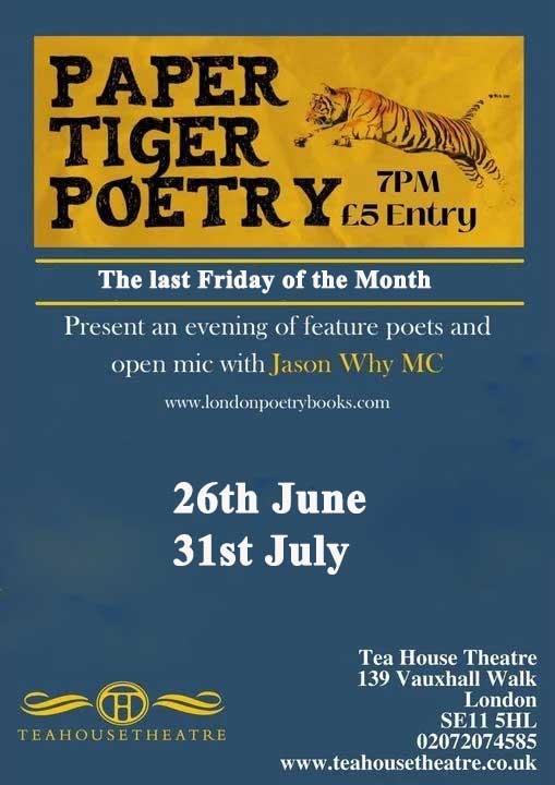 events Paper Tiger Poetry an evening of laughter with words ad comedy from Jason Why